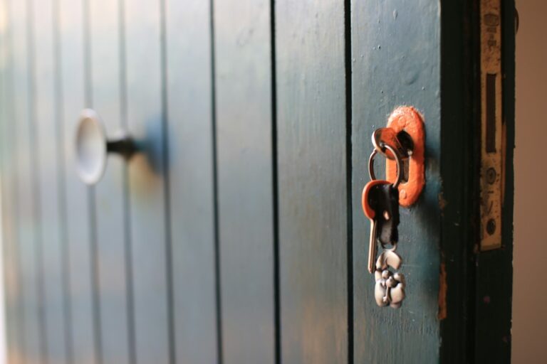 Cómo Renovar Muebles de Cocina Pintando las Puertas con Esmalte Sintético: a close up of a door with a bunch of keys on it